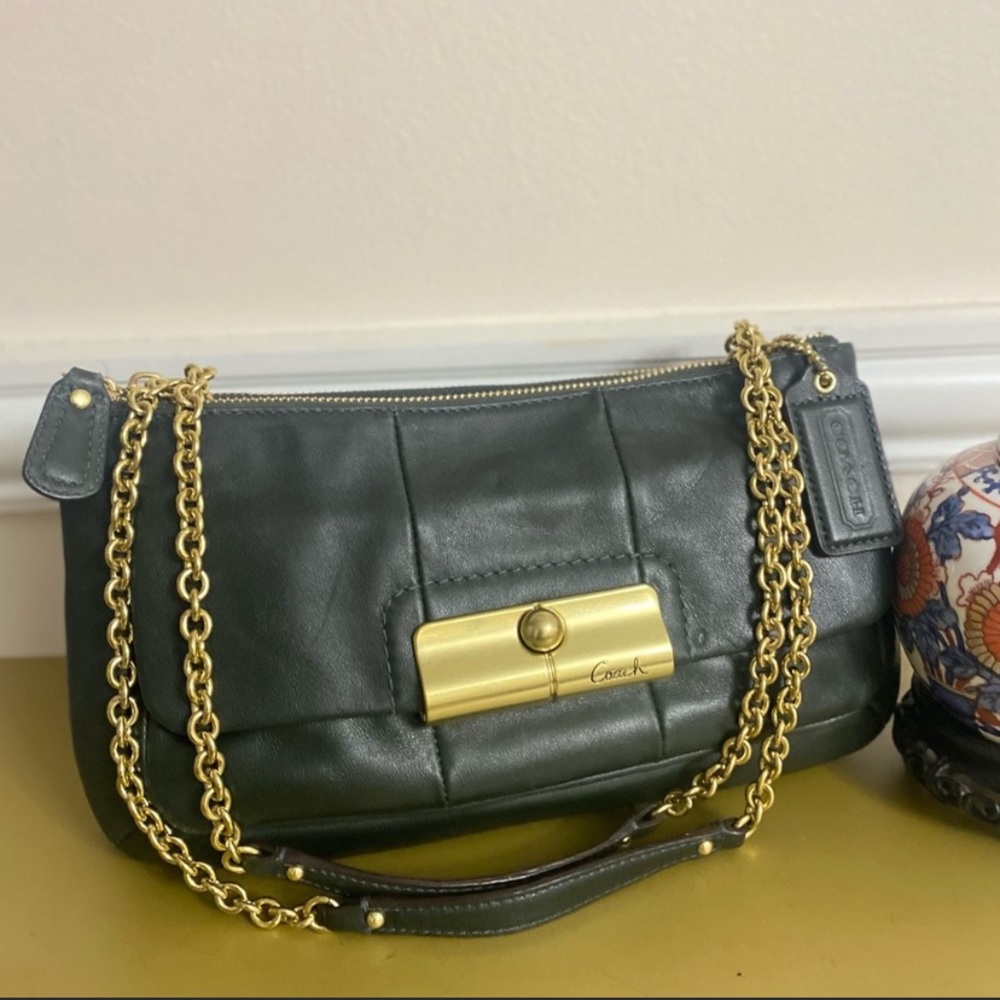 Coach Leather double Zipper bag